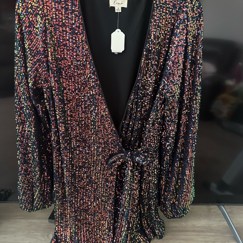 Multicolor Sequin Wrap Dress